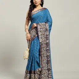 Meena Bazaar Ethnic Motifs Zari Saree-image-80