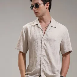 HIGHLANDER Cuban Collar Striped Relaxed Fit Shirt-image-24