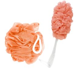 CareDone Set of 2 Soft Round Loofah and Long Loofah With Handle image 1
