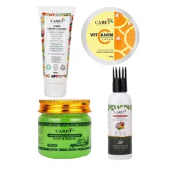 CARET ORGANIC Set Of 4 Cleanser Face Wash, Nourishing Cream, Red Onion Hair Oil & Neem Gel-12