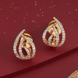 Kushal's Fashion Jewellery Gold-Plated Classic Zircon Studded Half Hoop Earrings-45
