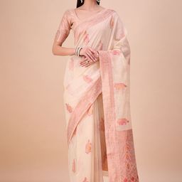 House of Pataudi Ethnic Motifs Woven Design Zari Banarasi Saree With Unstitched Blouse-picture-39