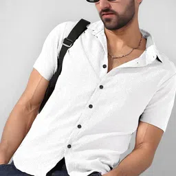 SZN Men White Textured Short Sleeve Casual Shirt-picture-16