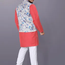 PulseIQ Men Solid Kurta with Pyjama & Nehru Jacket image 3