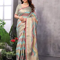 Moda Rapido Leheriya Zari Organza Kanjeevaram Saree-picture-18