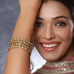 Anouk Set Of 4 Gold-Plated Cubic Zirconia Stone Studded Bangles-image-8
