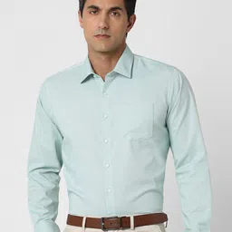 Van Heusen Textured Spread Collar Slim Fit Cotton Formal Shirt-image-24