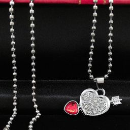 Saizen Unisex Rhodium-Plated Stainless Steel Heart Shaped Pendant With Chain-image-41