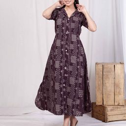 Doriyaan Women Geometric PrintedA-Line Cotton Maxi Dress-image-18