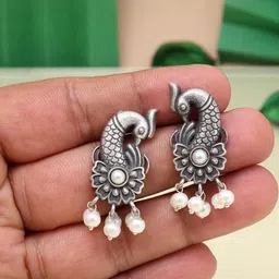 PREYANS Peacock Shaped Drop Earrings-image-99