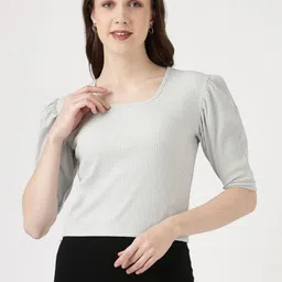 FILMODE Women Ribbed Round Neck Cotton Top-picture-18