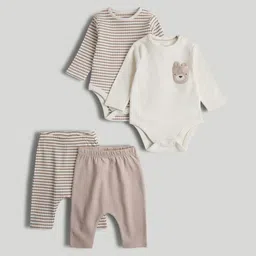 mothercare Kids Pack of 2 Striped Long Sleeves Pure Cotton Top With Trousers-image-70