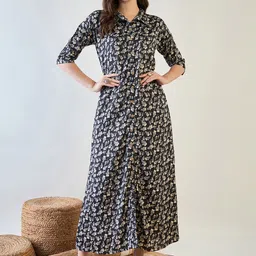 The Kaftan Company Women Floral Printed A-Line Maxi Dress-image-43