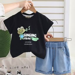 INCLUD Boys Frog Graphic Printed Round Neck T-Shirt With Shorts-picture-6