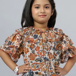 ZACKBEE Floral Print Flared Sleeve Georgette Top-35