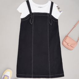 Pantaloons Junior Girls Round Neck Cotton A-Line Knee Length Dress-image-67