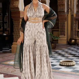 Ragavi Printed Sleeveless Top Trouser & Dupatta Co-Ords-image-12