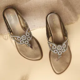 V-WALK Women Embellished Ethnic Open Toe Flats-49