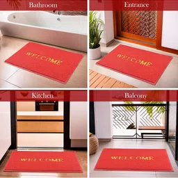 Kuber Industries Set Of 2 Red & Brown Anti-Skid Doormats image 5