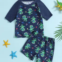 YK Girls Printed Round Neck Swim Set-26
