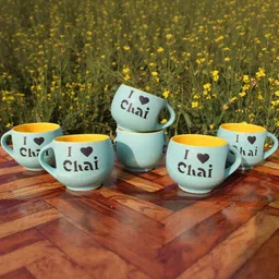 laghima jadon Multicoloured Ceramic Glossy Cups Set of 6-image-97