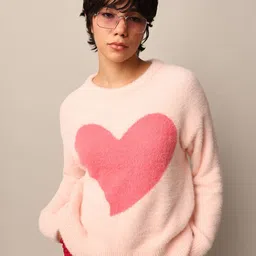 ONLY Women Heart Print Woollen Pullover-image-66