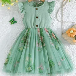 INCLUD Kids-Girls Floral Print Flutter Sleeve Fit & Flare Dress-18