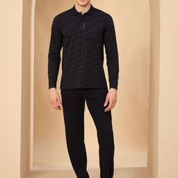 Sweet Dreams Men Striped Shirt Collar Night suit-picture-41