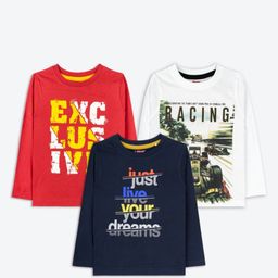 ariel Boys Pack Of 3 Typography Printed Round Neck Cotton T-shirt-image-55