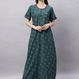 QUIRA Women Printed Maxi Nightdress-image-99