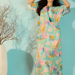 The Kaftan Company Printed Modal Maxi Nightdress-image-97