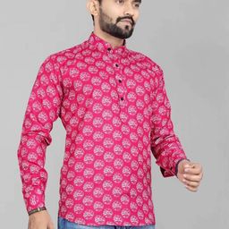 Acnos Men Pink Kurtas-picture-3