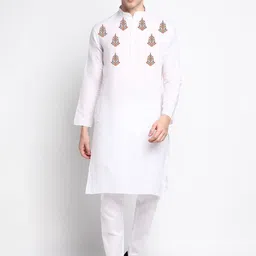 PulseIQ Men Ethnic Motifs Printed Mandarin Collar Regular Straight Kurta with Pyjamas-picture-46
