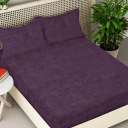 Myntra Elegant Homes Purple Woollen 300 TC Fitted Double King Bedsheet Set-2.5mX2.25m-picture-13