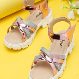 Tiny Bugs Girls Embellished Party Open Toe Flats-21