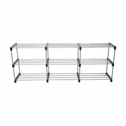 Decent Hut Black & Silver Toned 9 Tier Rectangle Stainless Steel Shoe Rack-91