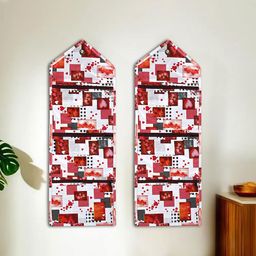 Kuber Industries White & Red 2 Pieces Printed Multi-Utility Organisers-28