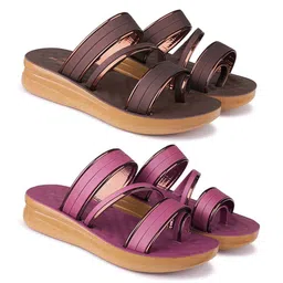 BERSACHE Women Pack Of 2 One Toe Flats-picture-6