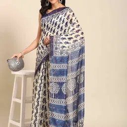 KALINI Colourblocked Block Print Saree-picture-51