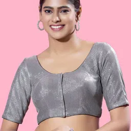 VAMAS - THE DESIGNER BLOUSES Women Round Neck Padded Saree Blouse-image-12