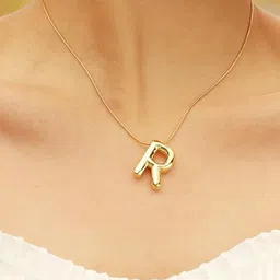 VIEN Stainless Steel Gold-Plated Chunky Balloon R Letter Pendant With Chain-picture-34