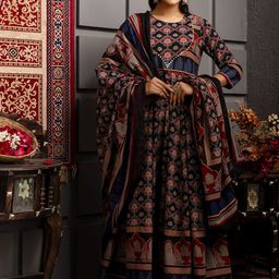 GULMOHAR JAIPUR Women Ethnic Motifs Printed Regular Mirror Work Pure Cotton Kurta with Palazzos & With-image-75