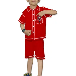 MGRS Boys Red Cotton Blend Clothing Set-image-63