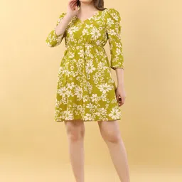 Ekika Women Floral Print Puff Sleeve Georgette Fit & Flare Dress-picture-10