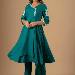 HERE&NOW Women Ethnic Motifs Embroidered Regular Thread Work Kurta with Palazzos-picture-39