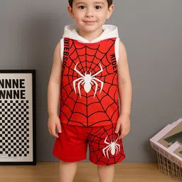 BAESD Kids Printed Hooded Pure Cotton T-shirt With Shorts-image-43