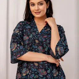 Anouk Women Printed Flared V Neck Pure Cotton Top-picture-29