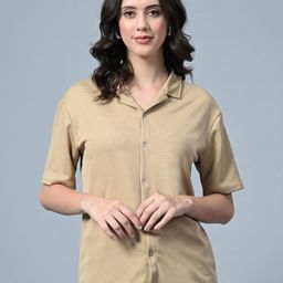 Genzy Women Peter Pan Collar Drop-Shoulder Sleeves Pockets T-shirt-image-31