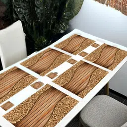 REVEXO 6Pc Brown Printed Rectangle Costers & Table Placemats-15