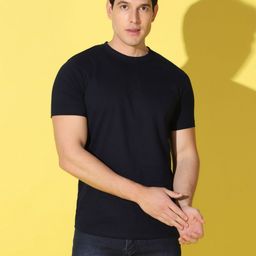WOOSTRO Men Solid Round Neck Cotton Slim Fit T-shirt-image-1